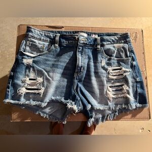 KanCan Blue Distressed Jean Shorts